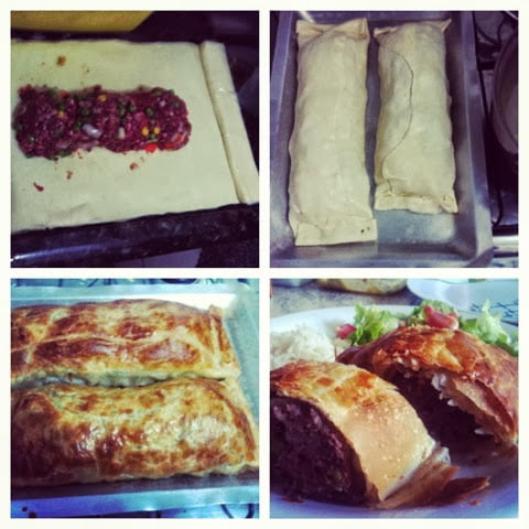 Bolo de carne na massa folhada