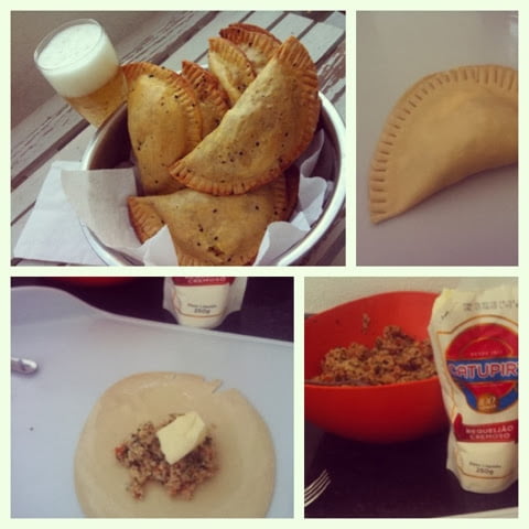 Pastel assado com massa de feira