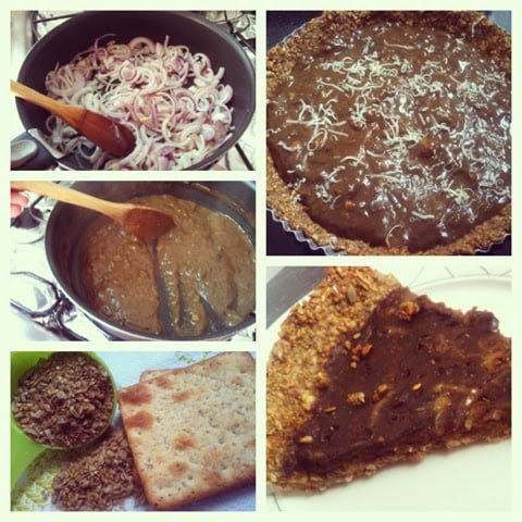 Torta de cebola com massa de grãos