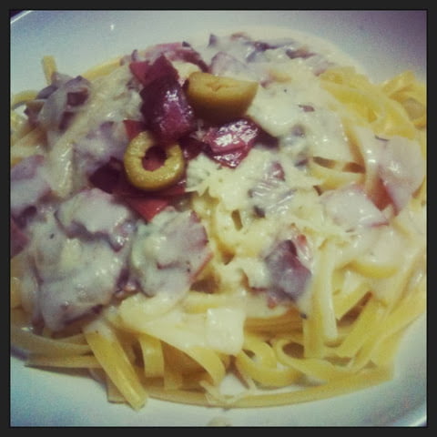 Linguini ao molho de mortadela defumada