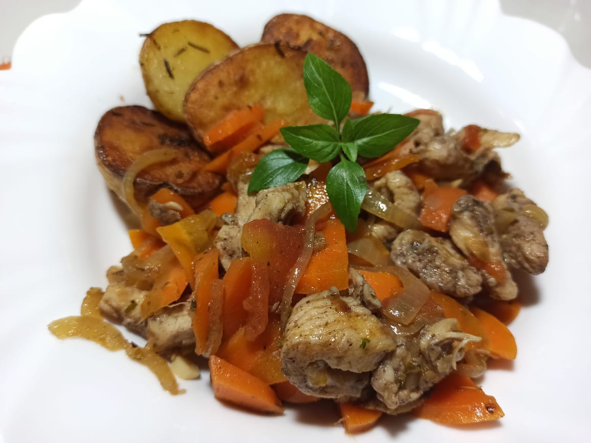 Frango com cenoura e mel
