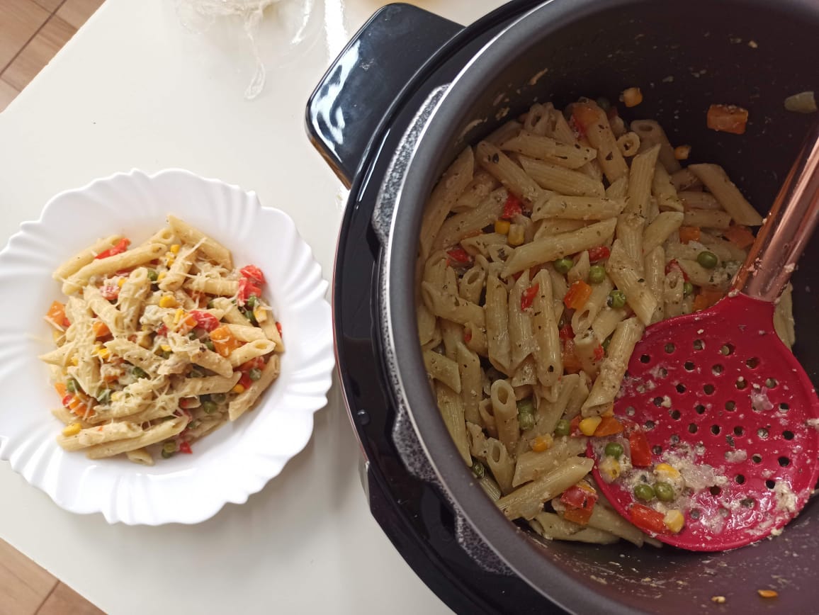 1Panela! Penne primavera na pressão