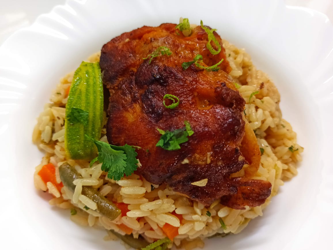 Frango, legumes e arroz 1Panela!