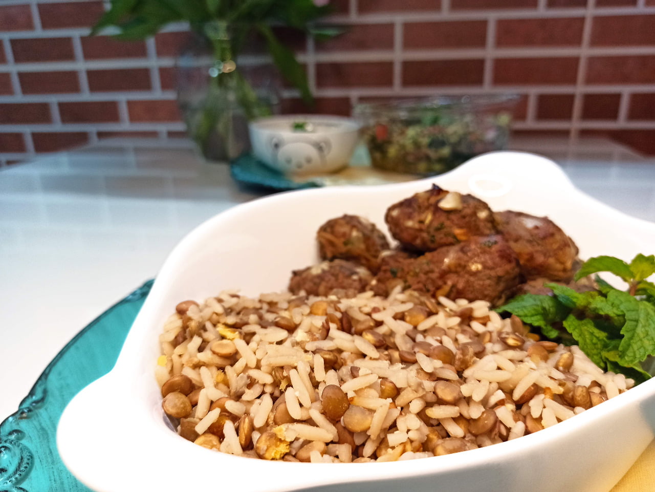 Arroz com lentilha na panela elétrica